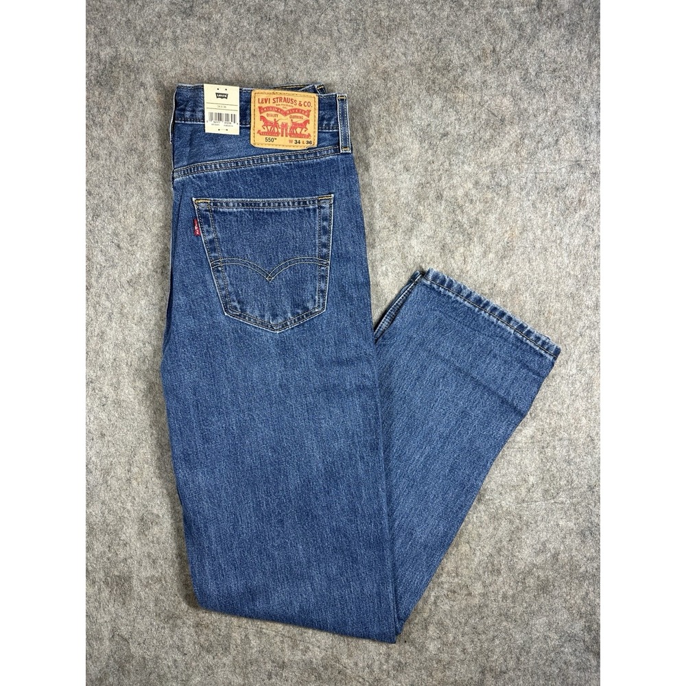 Levi's 550 Mens Jeans 34x36 Relaxed Fit Medium Stonewash Tapered Leg NWT